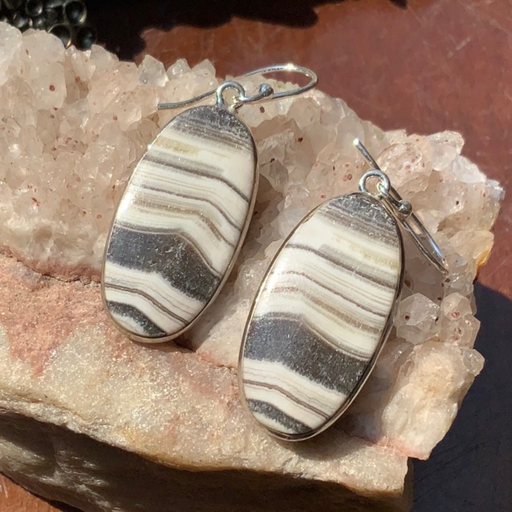 ZEBRA JASPER 925 STERLING SILVER EARRINGS